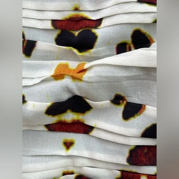 Alice + Olivia Valerie Silk Ruched Mesh Orange White Green Sleeveless Dress SZ 6 - Picture 9 of 12